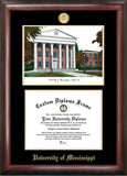 University of Mississippi Gold Embossed Diploma Frame with Campus Images Lithograph