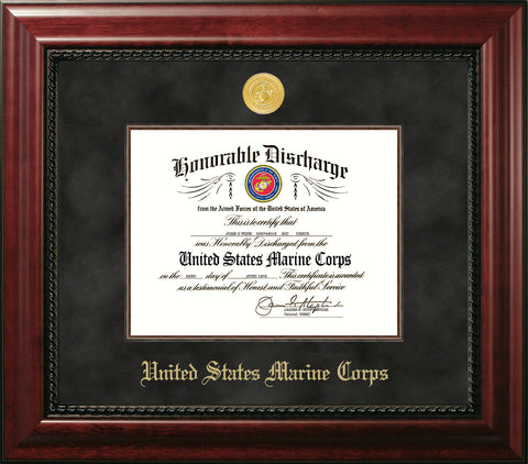 Marine 8.5x11 Discharge Executive Frame with Gold Medallion