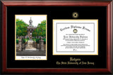 Rutgers University, The State University of New Jersey, 11w x 8.5h Gold Embossed Diploma Frame with Campus Images Lithograph
