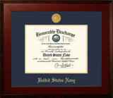 Navy 8.5x11 Discharge Honors Frame with Gold Medallion