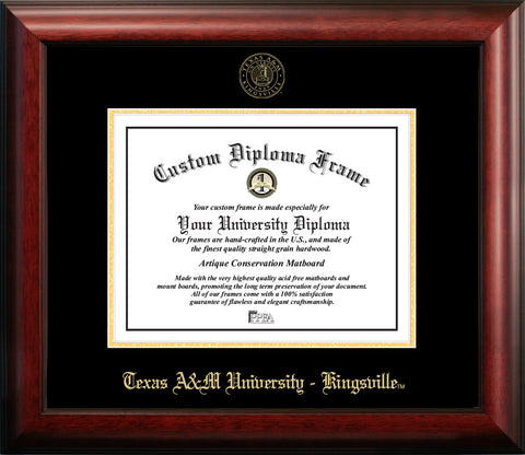 Texas A&M Kingsville University 14w x 11h Gold Embossed Diploma Frame