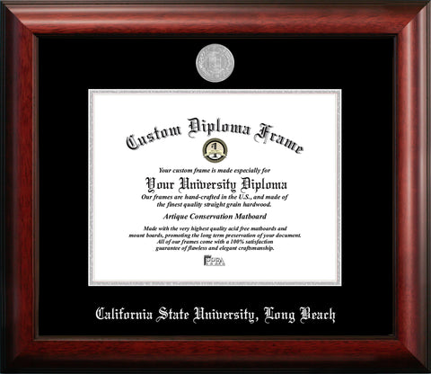 Cal State Long Beach 11w x 8.5h Silver Embossed Diploma Frame