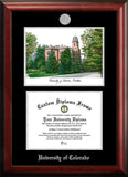 University of Colorado, Boulder 11w x 8.5h Silver Embossed Diploma Frame with Campus Images Lithograph
