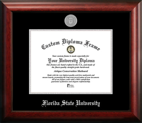 Florida State University 11w x 8.5h Silver Embossed Diploma Frame