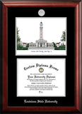 Louisiana State University 11w x 8.5h Silver Embossed Diploma Frame with Campus Images Lithograph