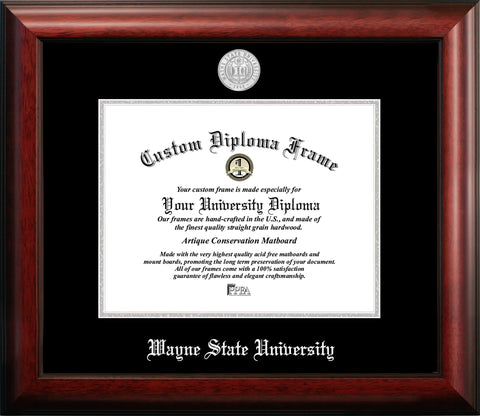 Wayne State University 10w x 8h Silver Embossed Diploma Frame