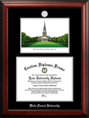 Wake Forest University 14w x 11h Silver Embossed Diploma Frame with Campus Images Lithograph