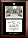 University of Nebraska 11w x 8.5h Silver Embossed Diploma Frame with Campus Images Lithograph