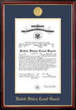Coast Guard Certificate Petite Frame with Gold Medallion