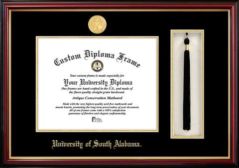 University of South Alabama 11w x 8.5h Tassel Box and Diploma Frame