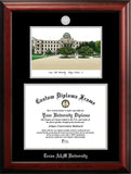 Texas A&M University 16w x 12.5h Silver Embossed Diploma Frame with Campus Images Lithograph