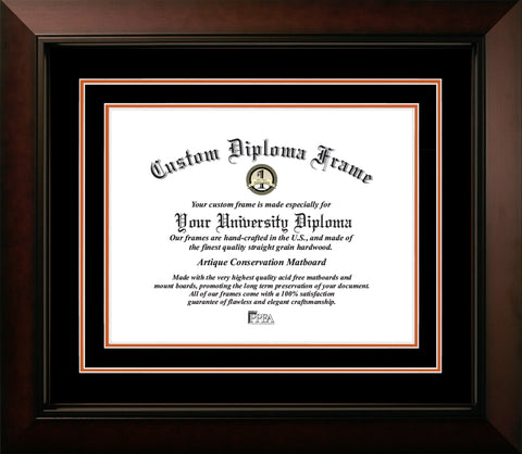 University of Texas, Austin Longhorns 8.5"h x 11"w Black and Burnt Orange  Diploma Frame