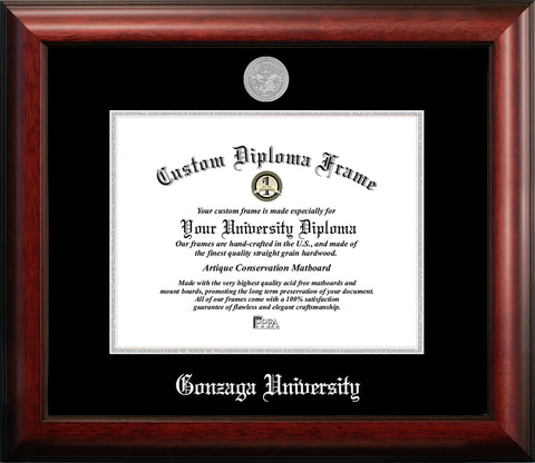 Gonzaga University 10w x 8h Silver Embossed Diploma Frame