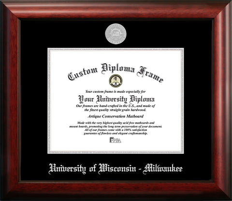 University of Wisconsin, Milwaukee 10w x 8h Silver Embossed Diploma Frame
