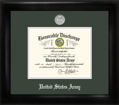 Army Discharge Black Frame Silver Medallion
