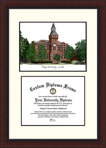 Michigan State, Linton Hall, University 11w x 8.5h Legacy Scholar Diploma Frame