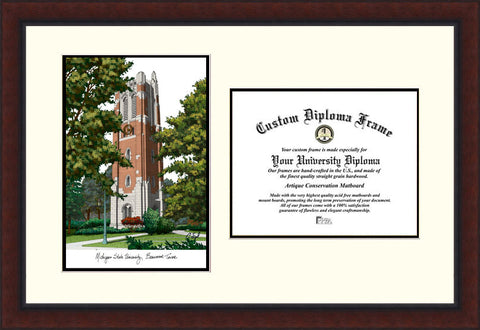 Michigan State Beaumont Hall University Legacy Scholar Diploma Frame
