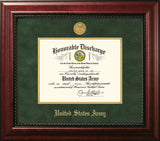 Army Discharge Executive Frame with Gold Medallion and Gold Fillet