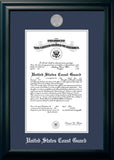 Coast Guard Certificate Black Frame Silver Medallion