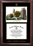 Loyola University Chicago 11w x 8.5h Gold Embossed Diploma Frame with Campus Images Lithograph