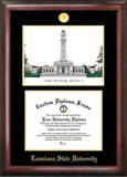 Louisiana State University Gold Embossed Diploma Frame with Campus Images Lithograph