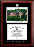 Indiana University of Pennsylvania 11w x 8.5h Silver Embossed Diploma Frame with Campus Images Lithograph