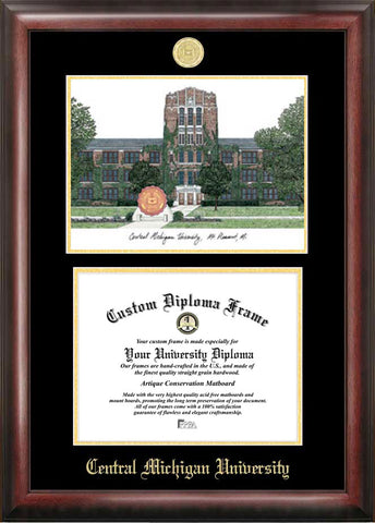 California State University, Northridge 11w x 8.5h Gold Embossed Diploma Frame with Campus Images Lithograph