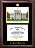 St. John's University 11w x 8.5h Gold Embossed Diploma Frame with Campus Images Lithograph