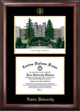 Xavier University  Gold Embossed Diploma Frame with Campus Images Lithograph