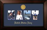 Navy Collage Photo Legacy Frame with Gold Medallion