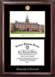 University of Cincinnati  11w x 8.5h Gold Embossed Diploma Frame with Campus Images Lithograph