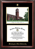Washington State University  Gold Embossed Diploma Frame with Campus Images Lithograph