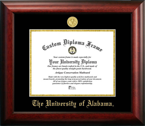 University of Alabama, Tuscaloosa 11w x 8.5h Gold Embossed Diploma Frame