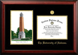 University of Alabama,Tuscaloosa 11w x 8.5h Gold Embossed Diploma Frame with Campus Images Lithograph