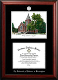 University of Alabama, Birmingham 11w x 8.5h Silver Embossed Diploma Frame with Campus Images Lithograph