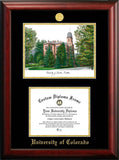University of Colorado Boulder Gold Embossed Diploma Frame with Campus Images Lithograph