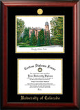 University of Colorado, Boulder 11w x 8.5h Gold Embossed Diploma Frame with Campus Images Lithograph