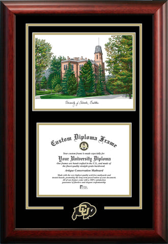 University of Colorado, Boulder Spirit Graduate Diploma Frame with Campus Images Lithograph