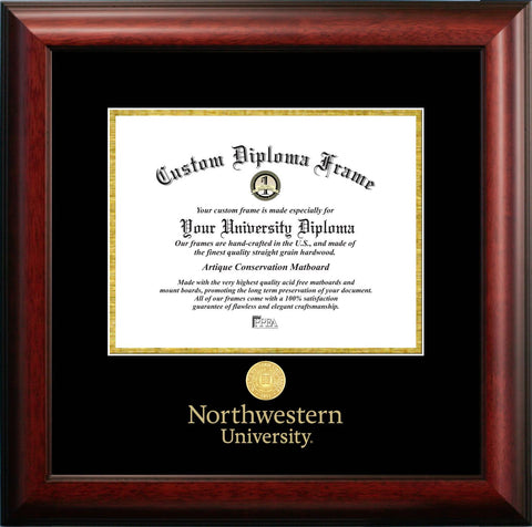 Northwestern University 11w x 8.5h Gold Embossed Diploma Frame