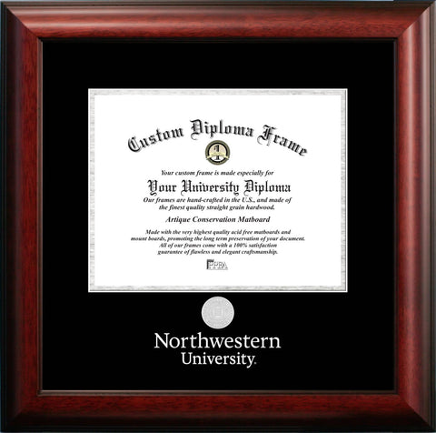 Northwestern University 11w x 8.5h Silver Embossed Diploma Frame