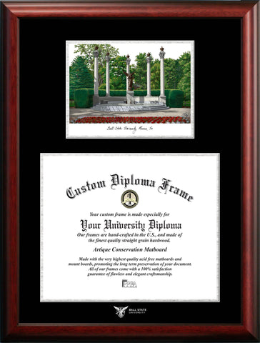Ball State University 17w x 14h Silver Embossed Diploma Frame with Campus Images Lithograph