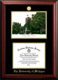 University of Michigan 11w x 8.5h Gold Embossed Diploma Frame with Campus Images Lithograph