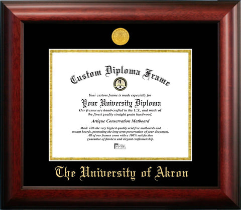 University of Akron 11w x 8.5h Gold Embossed Diploma Frame