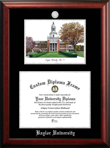Baylor University 14w x 11h Silver Embossed Diploma Frame with Campus Images Lithograph