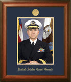 Coast Guard 8x10 Portrait Walnut Frame Gold Medallion