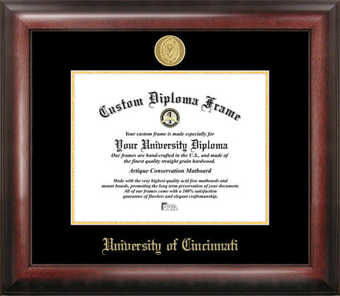 University of Cincinnati 11w x 8.5h Gold Embossed Diploma Frame