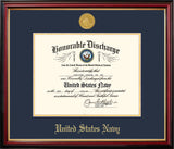 Navy  8.5x11 Discharge Petite Frame with Gold Medallion