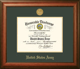 Army Discharge Walnut Frame Gold Medallion