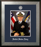 Navy 8x10 Portrait Honors Frame with Silver Medallion