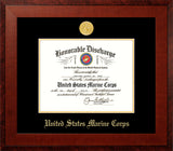 Marine 8.5x11 Discharge Honors Frame with Gold Medallion